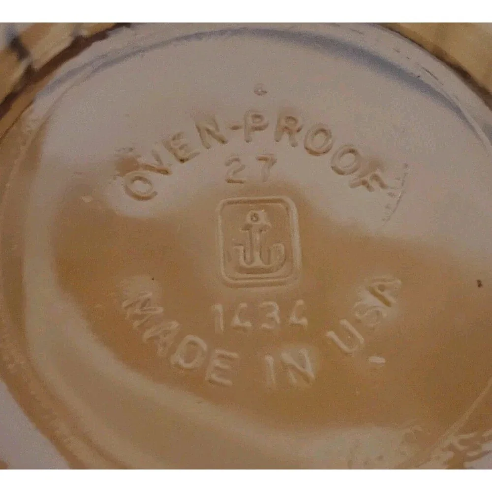 Anchor Hocking Amber Glass Ramekins Custard Cups #1434 Set of 4 W/ 2 Lids Vtg
